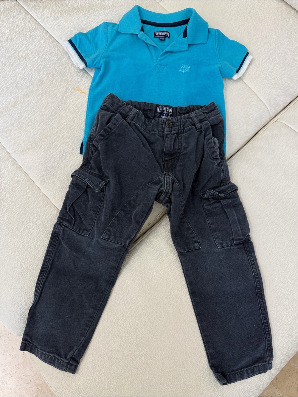 Vilebrequin Turquoise Polo with Navy blue Cargo Pants 4 years boy